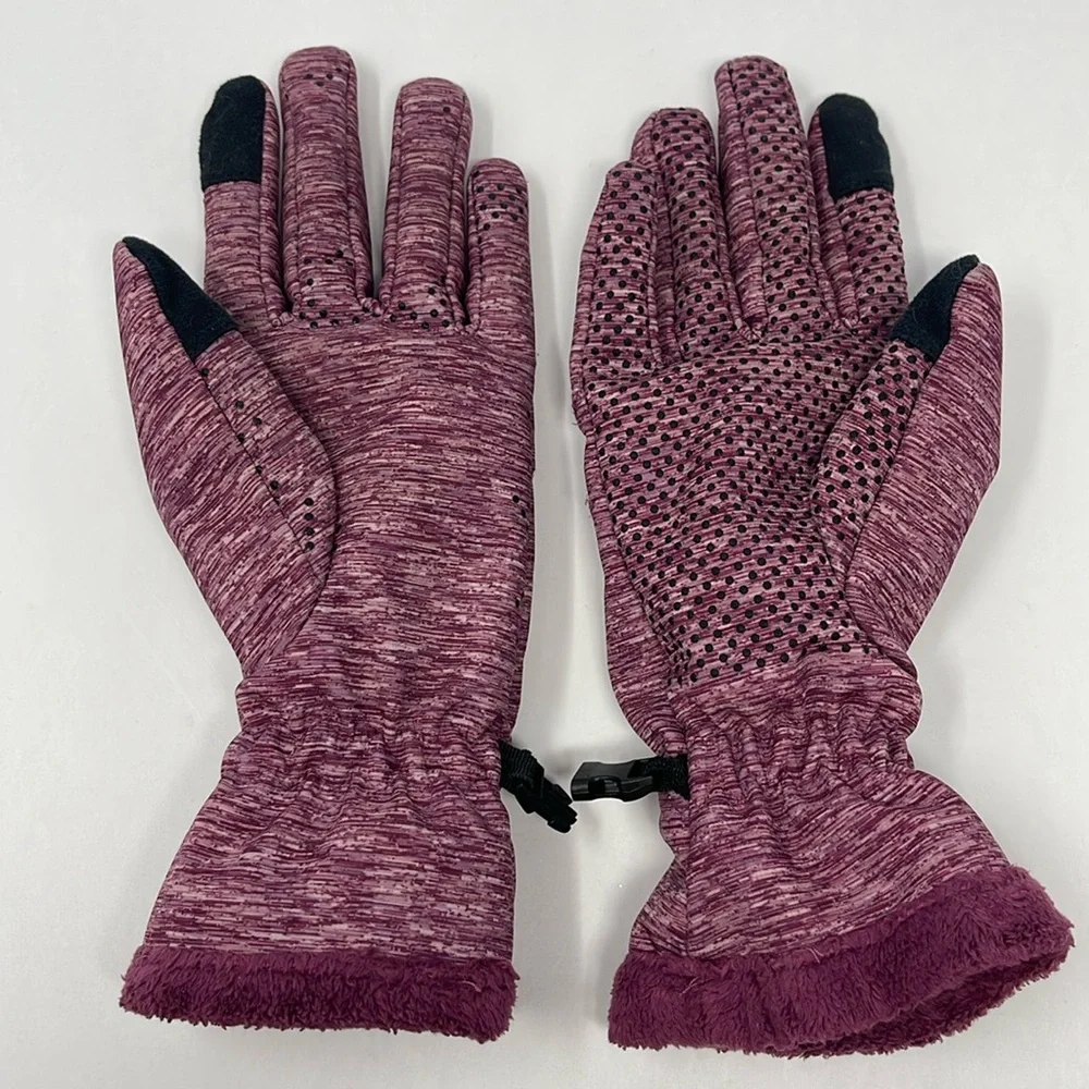 FREE COUNTRY: Burgundy Gloves; Thinsulate Non-Slip Grip Softshell, Size: S/M